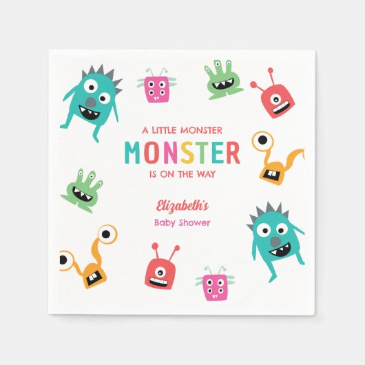 Little Monster Baby Shower Halloween Custom スタンダードカクテルナプキン (正面)