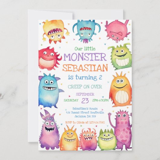 Little Monster Birthday Invitation 招待状 (正面)