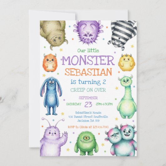 Little Monster Birthday Invitation 招待状 (正面)