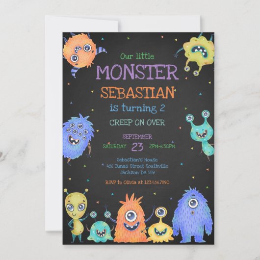 Little Monster Birthday Invitation 招待状 (正面)
