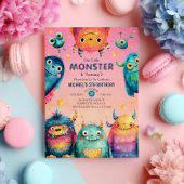 Little Monster Mash Whimsical Kids Birthday Party  招待状