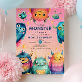 Little Monster Mash Whimsical Kids Birthday Party  招待状