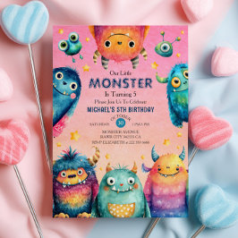 Little Monster Mash Whimsical Kids Birthday Party  招待状