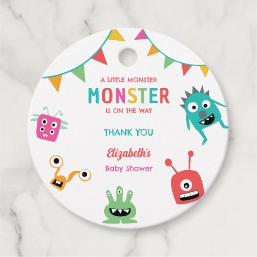 Little Monster on the way Baby Shower Halloween  フェイバータグ (正面)