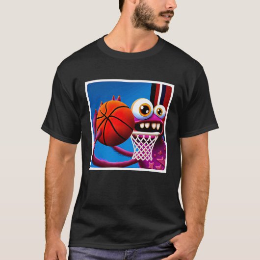 Little Monster Playing Basketball Tシャツ (正面)