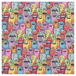  Little monsters kids nursery funny faces  ファブリック