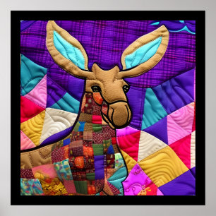 Little Moose Calf Quilt Like Design ポスター