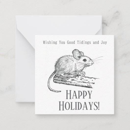 Little Mouse Good tidings and Joy ノートカード (正面)