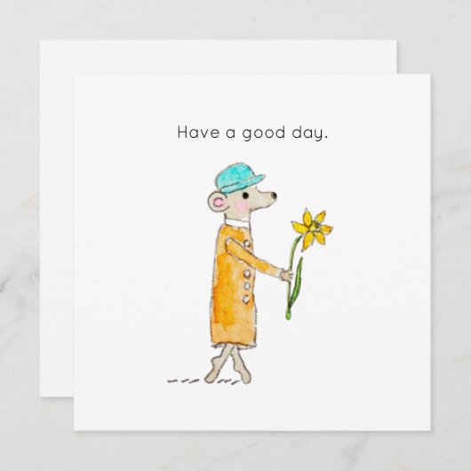 Little Mouse With Daffodil シーズンカード (正面/裏面)