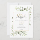 Little Mr ONEderfulフォトファーストエレガント誕生日 招待状 (正面)