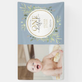 Little Mr. ONEderful Blue Boy最初の誕生日写真 横断幕 (縦)