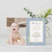 Little Mr. ONEderful Blue Boy 1stバースデーフォト サンキューカード (スタンド正面)