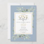 Little Mr. ONEderful Boy Blue Photo First誕生日 招待状 (正面)