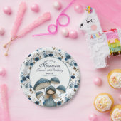 Little Mushroom Fairy Blue Kids Birthday Party ペーパープレート (パーティー)