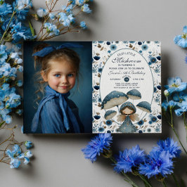 Little Mushroom Fairy Watercolor Kids' Birthday 招待状