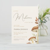 Little Mushroom Forest Woodland Boy Baby Shower 招待状 (スタンド正面)