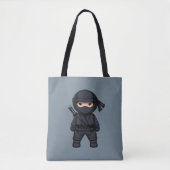 Little Ninja Warrior on Grey トートバッグ (正面)