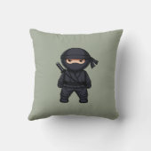 Little Ninja Warrior on Sage Green クッション (裏面)