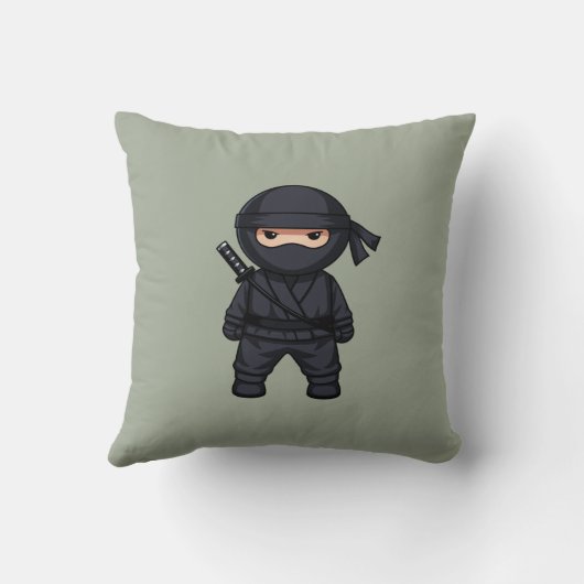 Little Ninja Warrior on Sage Green クッション (裏面)