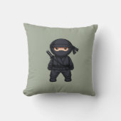 Little Ninja Warrior on Sage Green クッション (正面)