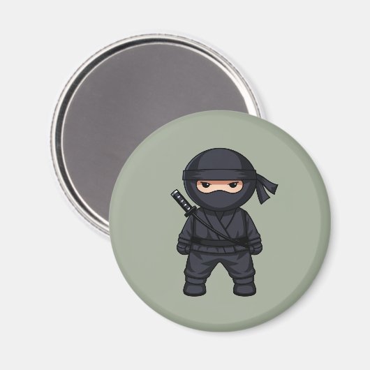 Little Ninja Warrior on Sage Green マグネット (正面/裏面)