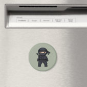 Little Ninja Warrior on Sage Green マグネット (インサイチュ (食洗機))