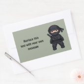 Little Ninja Warrior on Sage Green 長方形シール (封筒)