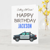 Little Officer Police Birthday | Personalized  カード (黄色い花)