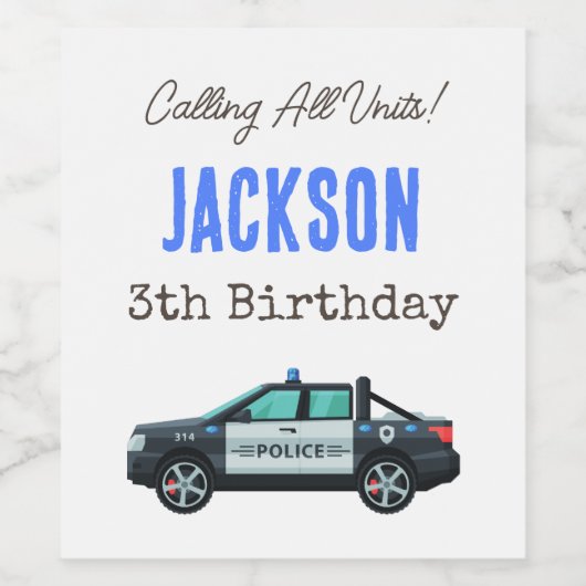 Little Officer Police Birthday | Personalized  ワインラベル (シングルラベル)