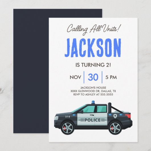 Little Officer Police Birthday | Personalized  招待状 (正面/裏面)