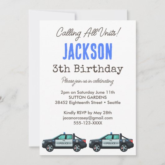 Little Officer Police Birthday | Personalized  招待状 (正面)