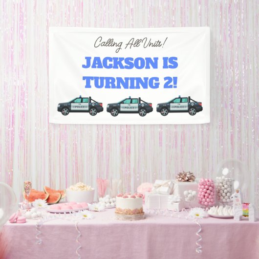 Little Officer Police Birthday | Personalized  横断幕 (パーティー)