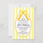 Little One Bow 1st Birthday Photo Invitations サンキューカード (正面)
