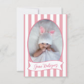 Little One Bow 1st Birthday Photo Invitations サンキューカード (裏面)