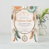 Little One Dreamcatcher 赤ちゃんのお披露目 水彩 招待状 (スタンド正面)