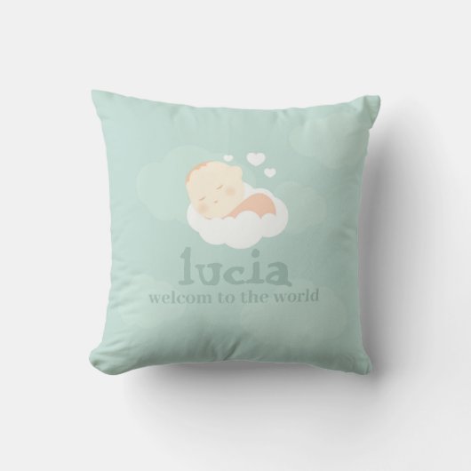 Little One on cloud pillow, New Baby Throw Pillow クッション (正面)