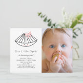 Little Opihi Pink Ribbon Girl Photo 1st Birthday 招待状 (スタンド正面)