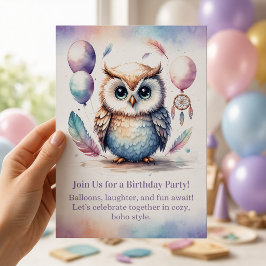 Little Owl 誕生日招待状 森のボホー 招待状