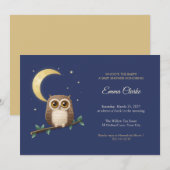 Little Owl and Moon ベビーシャワー招待状 招待状 (正面/裏面)