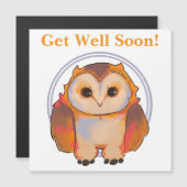 Little Owl, uiltje, get Well soon マグネット招待状 (正面/裏面)