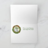 Little Owls with Holiday hats Folded Greeting Card カード (内部)