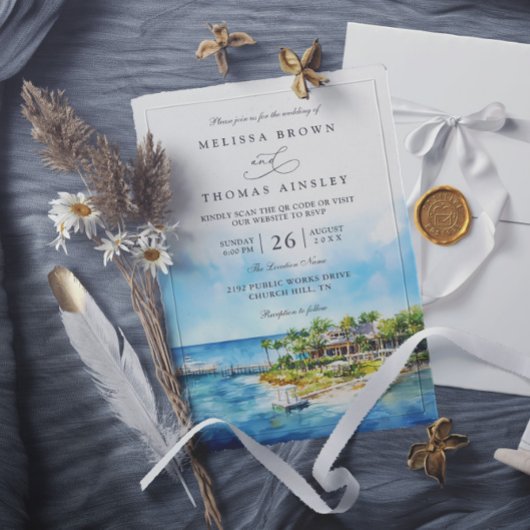 Little Palm Island Resort Florida QR Code Wedding 招待状