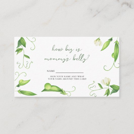 Little Pea Baby Shower – ママの腹の大きさ エンクロージャーカード (正面)
