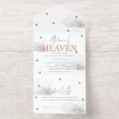 Little Peace of Heaven Gray Cloud Baby Shower Foil オールインワン招待状 (内側)