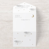 Little Peace of Heaven Gray Cloud Baby Shower Foil オールインワン招待状 (外側)