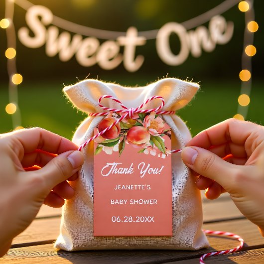 Little Peach Floral Baby Shower ギフトタグ