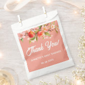 Little Peach Floral Baby Shower フェイバーバッグ (クリップ留めされた状態)