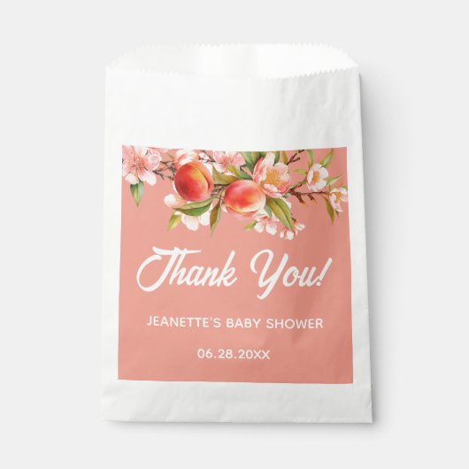 Little Peach Floral Baby Shower フェイバーバッグ (正面)
