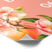 Little Peach Fruit Floral Welcome ポスター (角)