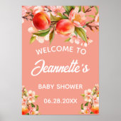 Little Peach Fruit Floral Welcome ポスター (正面)